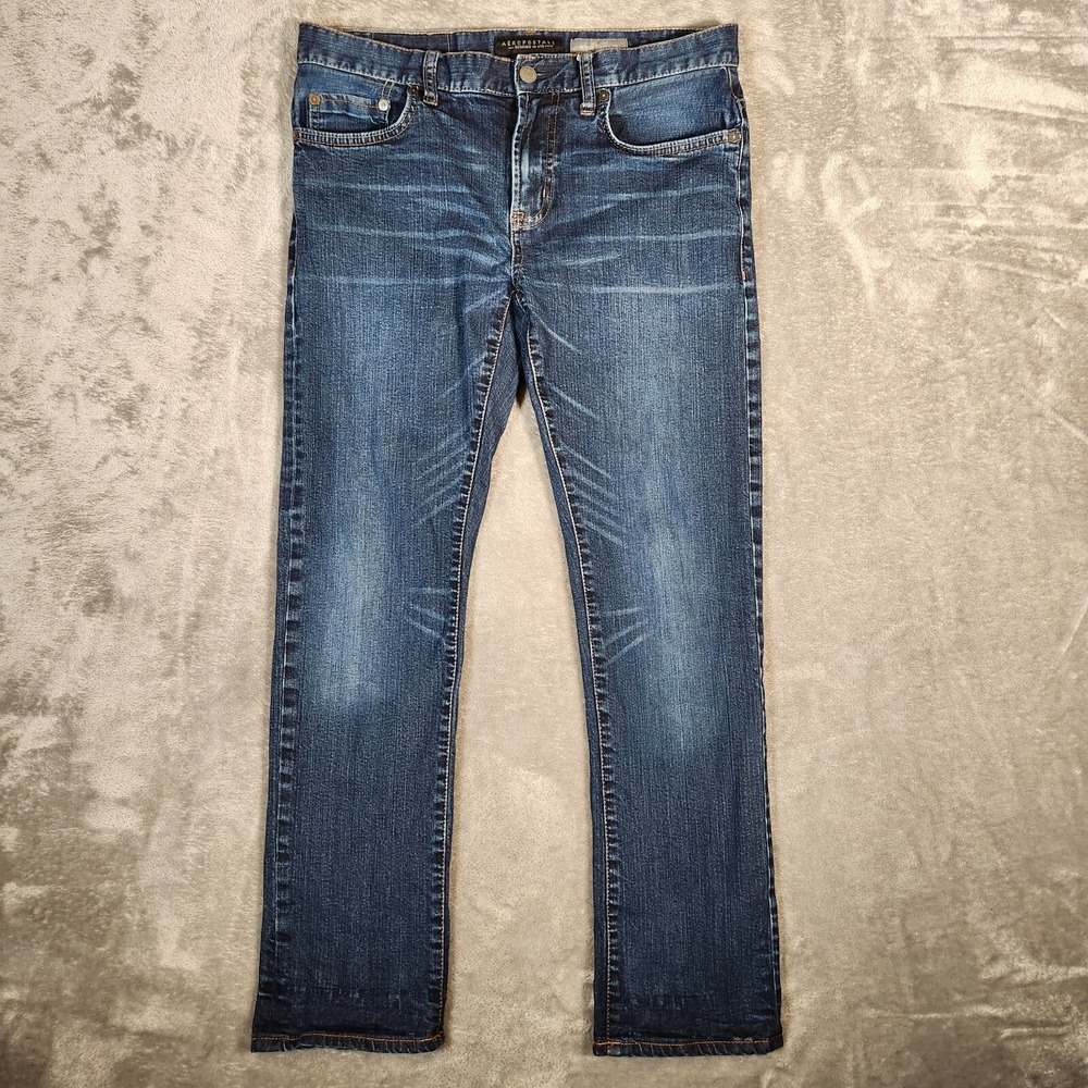 Aeropostale Jeans Men's 33X29 (Tag 30x30) Blue Dark Wash Slim Straight 8026AS16
